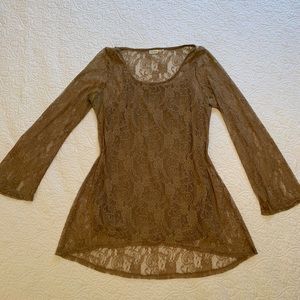 Blue Bird High Low Lace Tunic Blouse